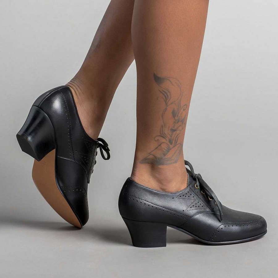 Women American Duchess | Pre-Order Claire Women'S 1940'S Oxfords Wide (Black)