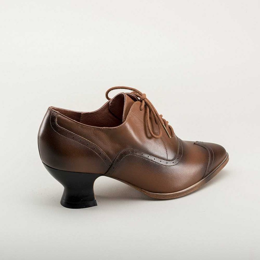 Women American Duchess | Pre-Order Londoner Women'S Edwardian Oxfords Wide (Tan)