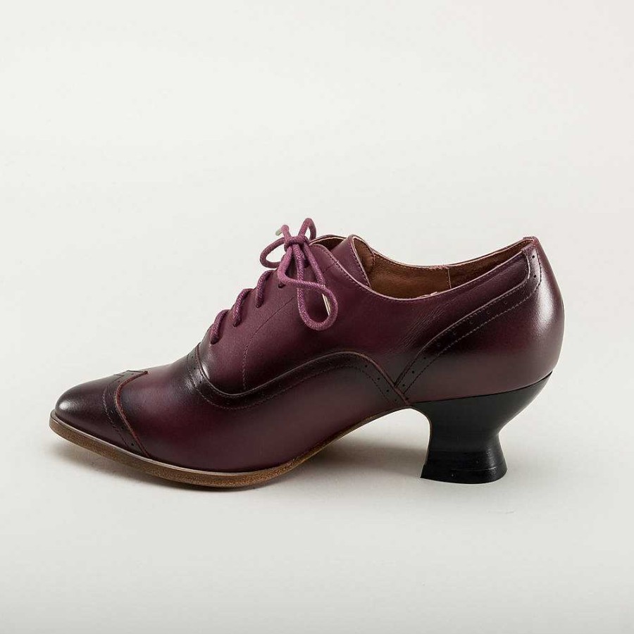 Women American Duchess | Pre-Order Londoner Women'S Edwardian Oxfords Wide (Cherry)