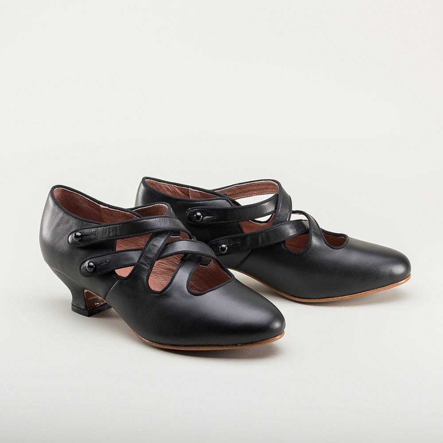 Women American Duchess | Astoria Women'S Edwardian Leather Shoes (Black)