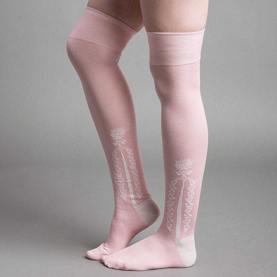 Accessories & More American Duchess | Clocked Silk Stockings (Pink)