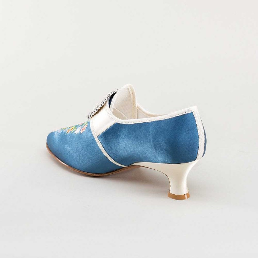 Women American Duchess | Primrose Women'S 18Th Century Shoes (Blue/Ivory)