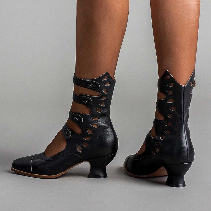 Women American Duchess | Colette Women'S Edwardian Button Boots (Black)