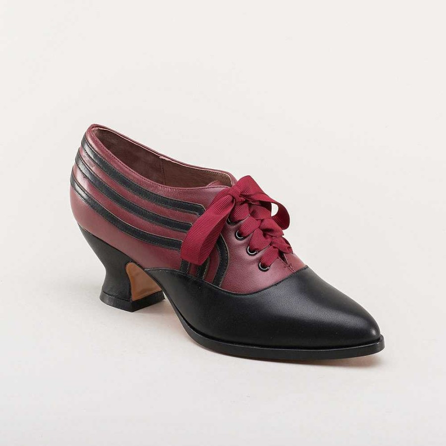 Women American Duchess | Bernadette Women'S Edwardian Oxfords (Burgundy/Black)