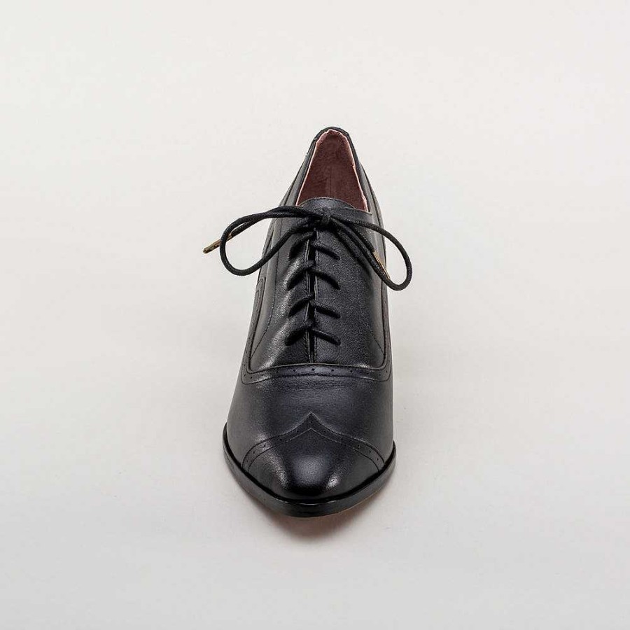 Women American Duchess | Pre-Order Londoner Women'S Edwardian Oxfords Wide (Black)