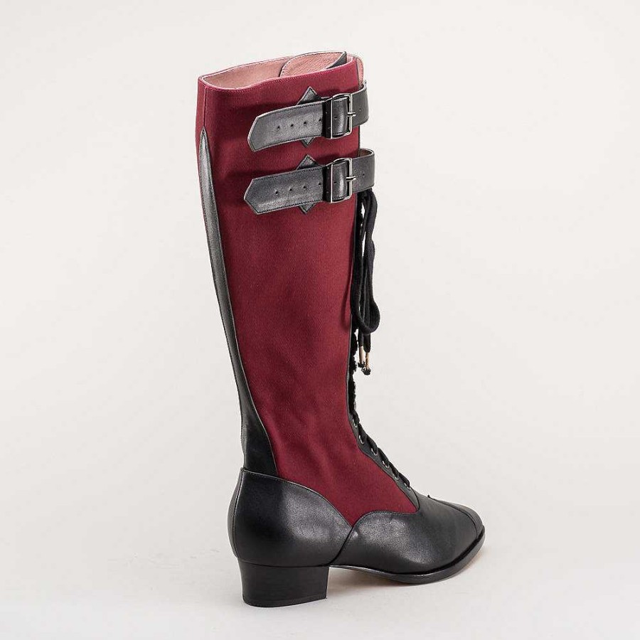 Women American Duchess | Cambridge Women'S Edwardian Bicycle Boots (Burgundy/Black)