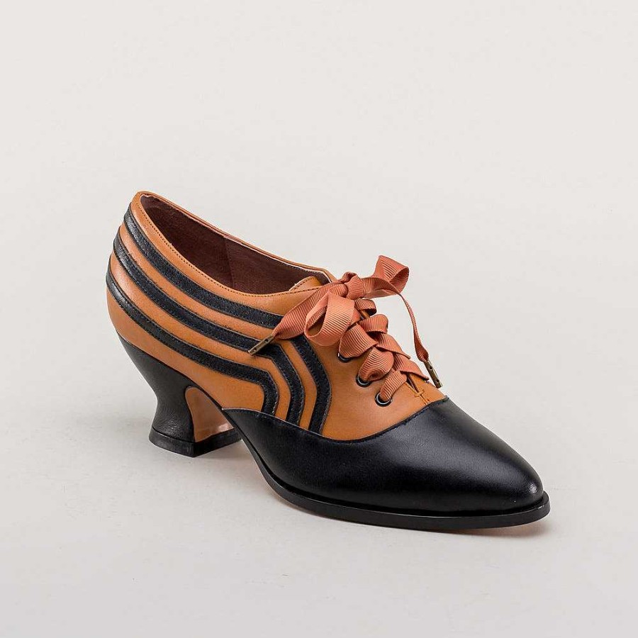 Women American Duchess | Bernadette Women'S Edwardian Oxfords (Cognac/Black)