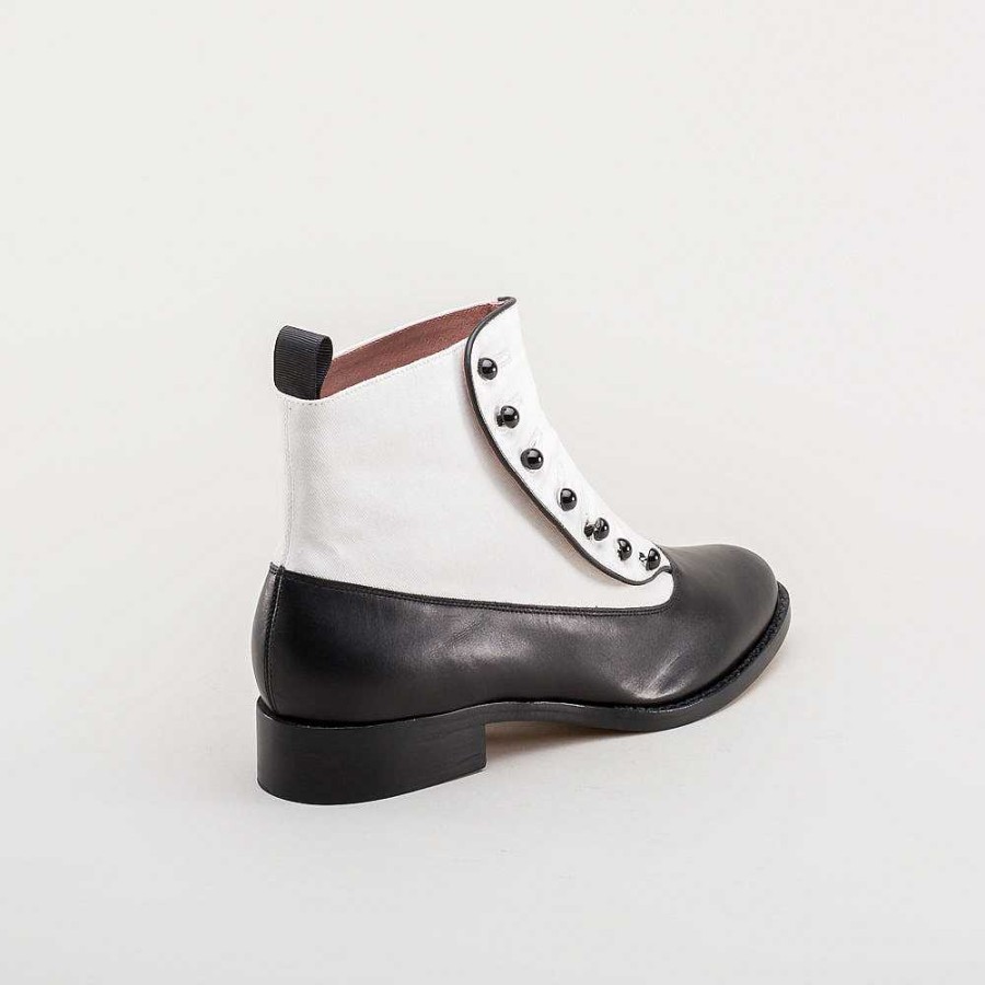 Women American Duchess | Bristol Women'S Vintage Button Boots (White/Black)