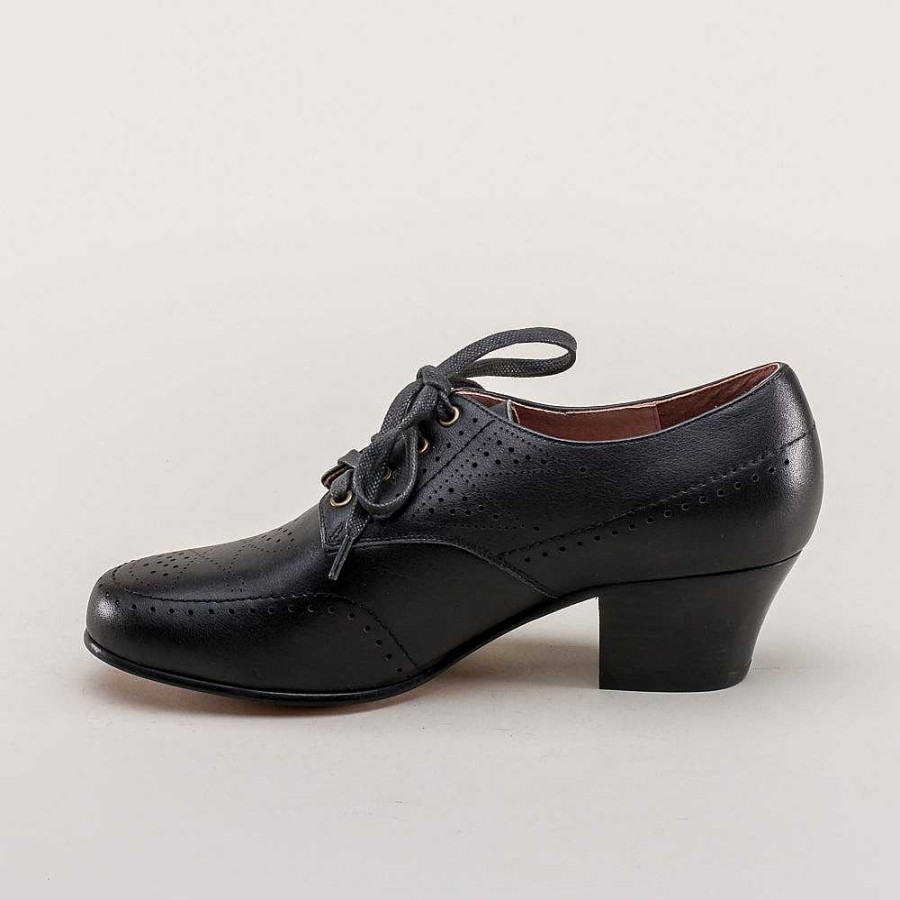 Women American Duchess | Pre-Order Claire Women'S 1940'S Oxfords Wide (Black)