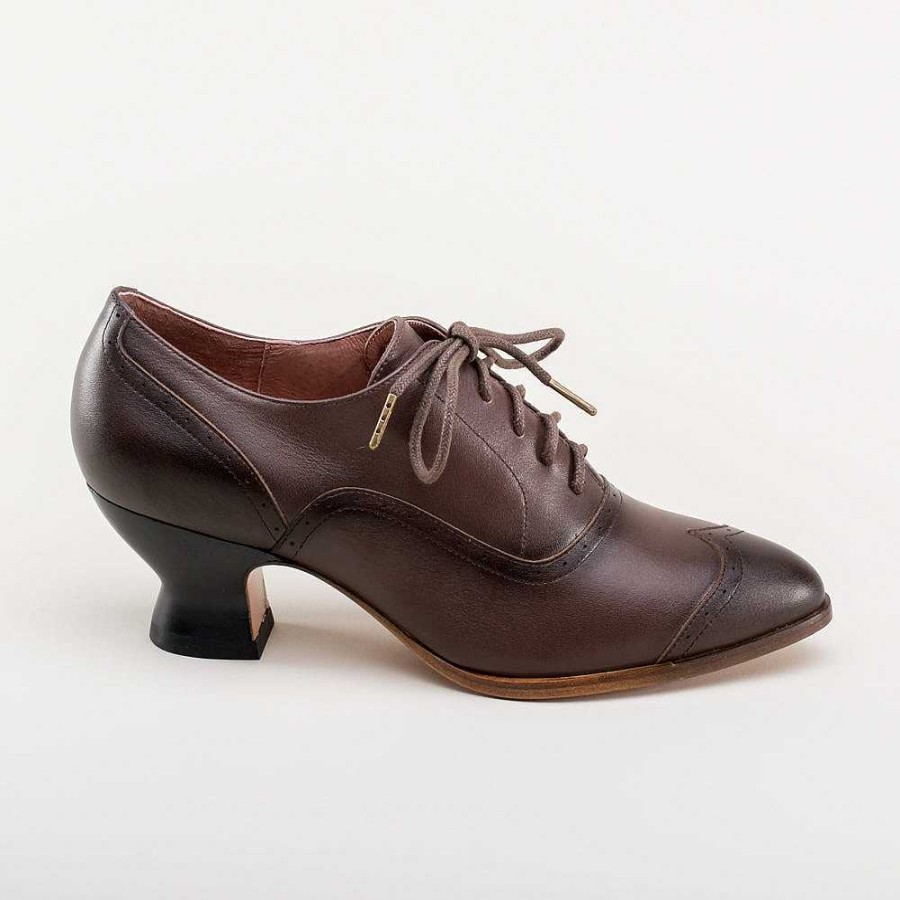 Women American Duchess | Pre-Order Londoner Women'S Edwardian Oxfords Wide (Brown)