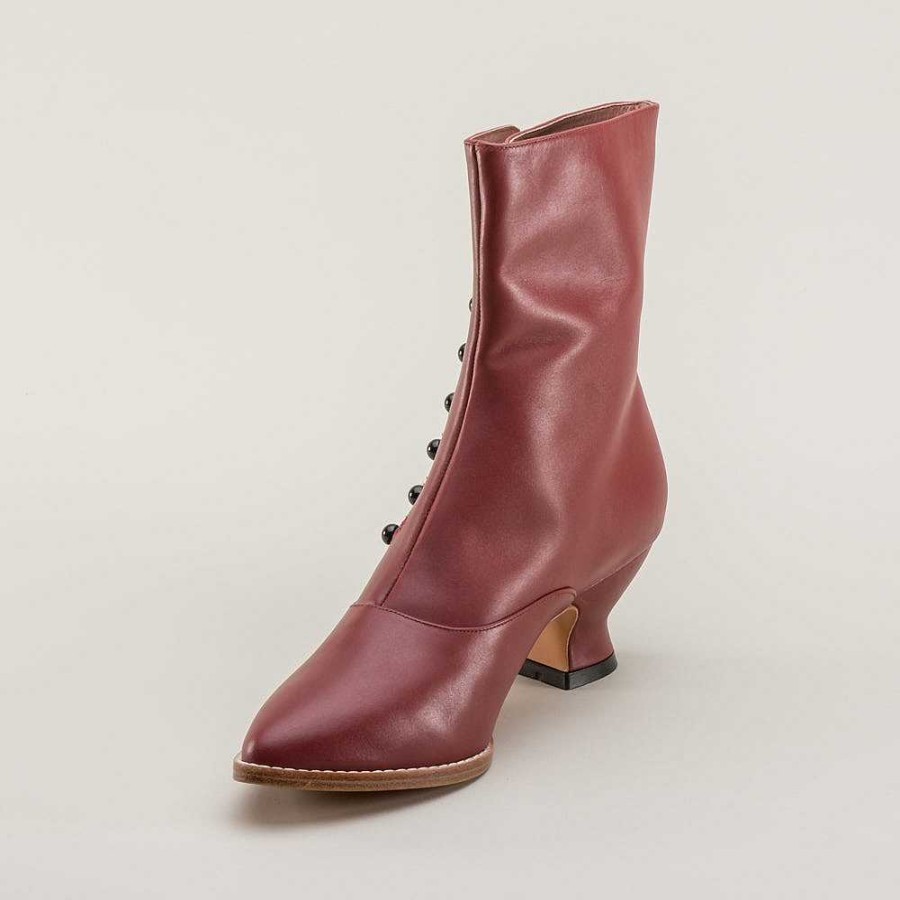 Women American Duchess | Tavistock Women'S Victorian Button Boots (Oxblood)