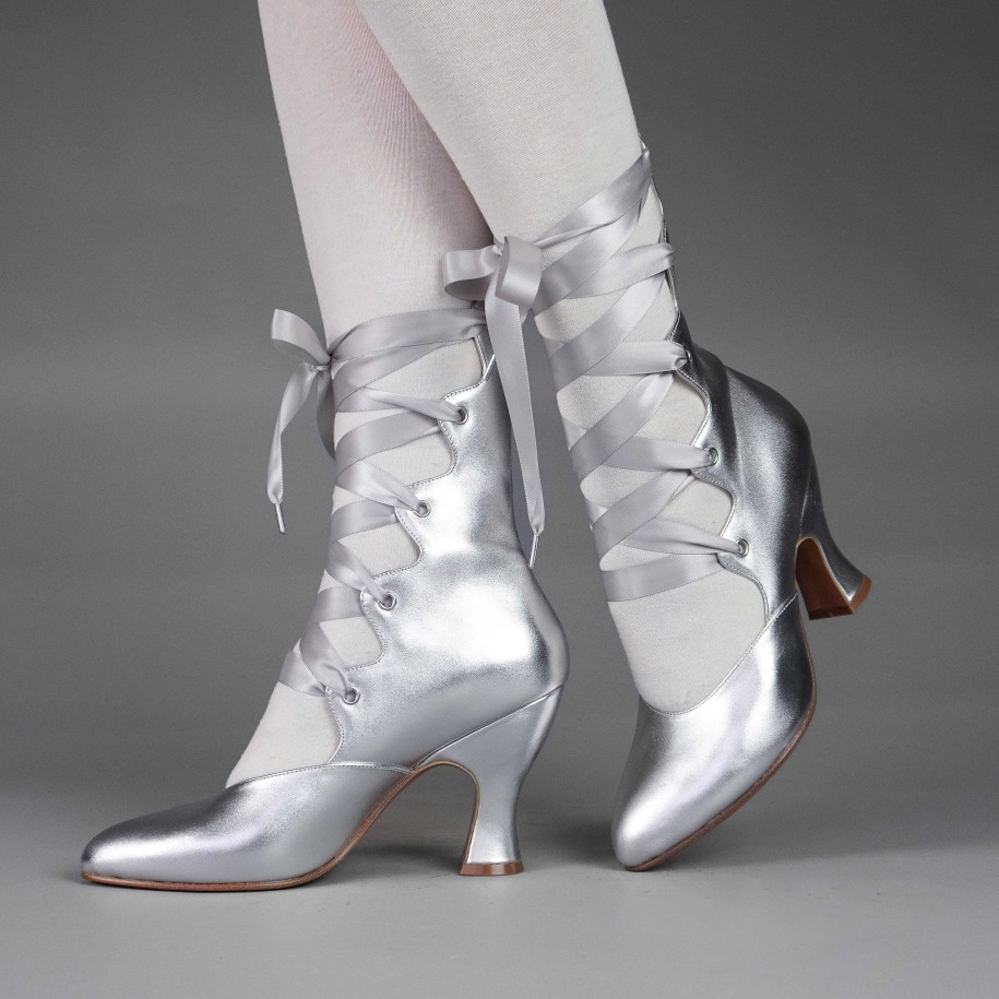 Women American Duchess | Pre-Order Tango Women'S Edwardian Boot (Silver)