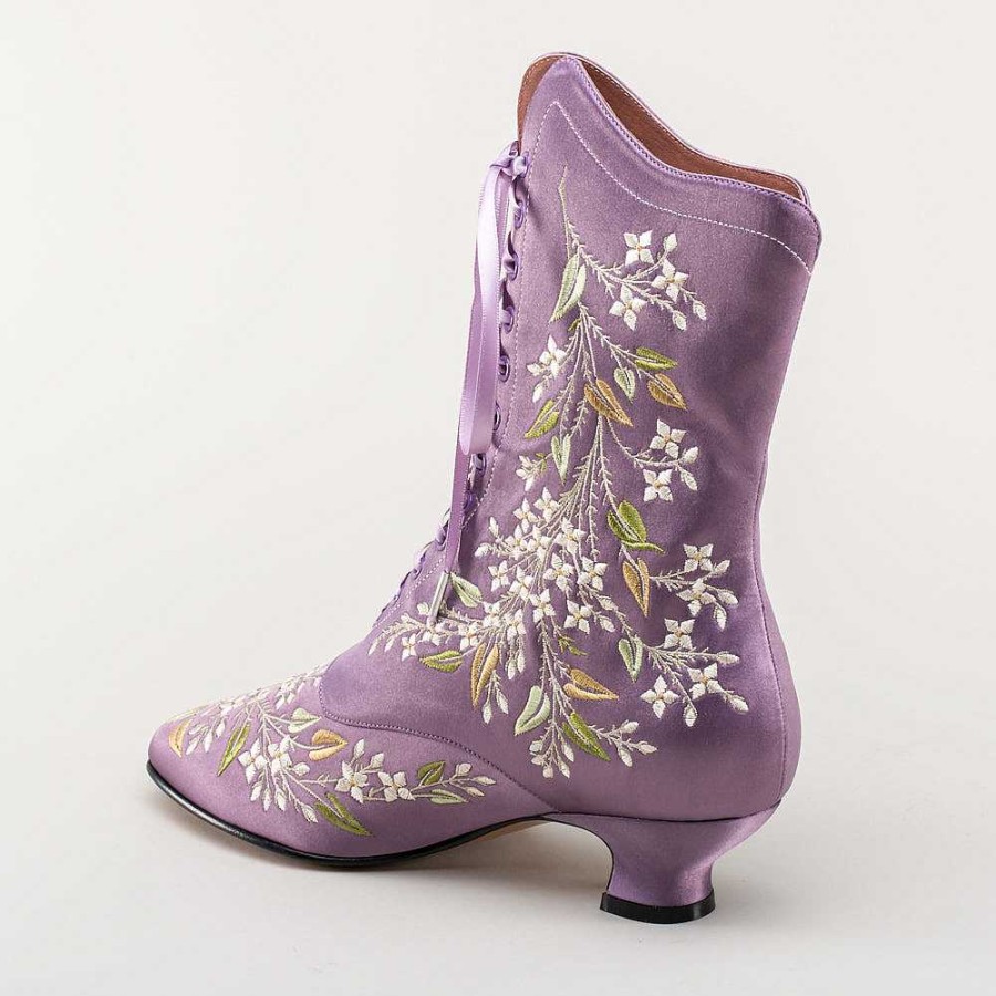 Women American Duchess | Flora Women'S Embroidered Boots (Lavender)