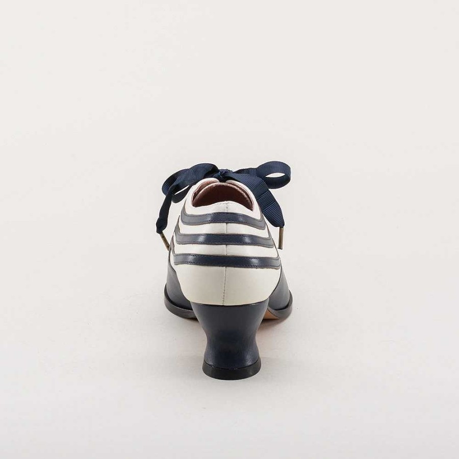 Women American Duchess | Pre-Order Bernadette Women'S Edwardian Oxfords Wide (Navy/Ivory)