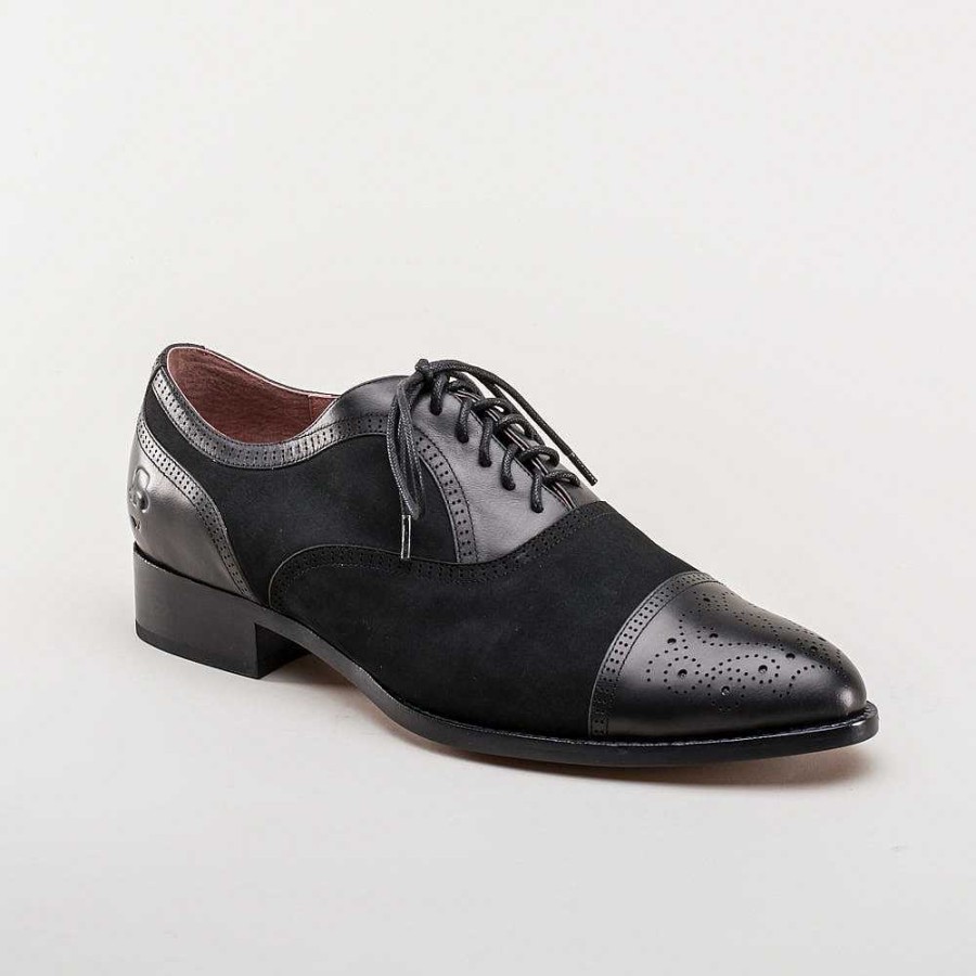 Men American Duchess | Dandy Men'S Vintage Cap Toe Oxfords (Black)