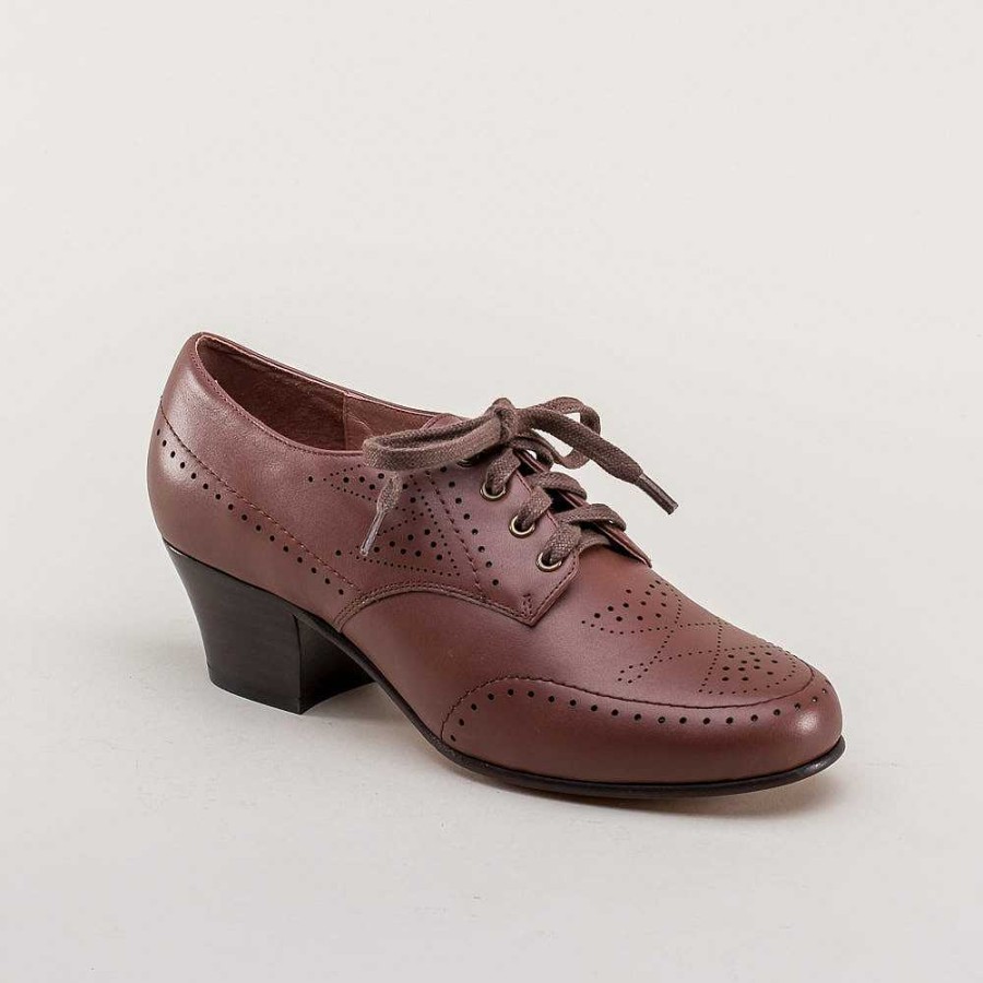 Women American Duchess | Pre-Order Claire Women'S 1940'S Oxfords Wide (Brown)