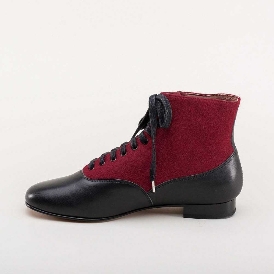 Women American Duchess | Larkspur Women'S Wool/Leather Lace-Up Boots (Burgundy/Black)