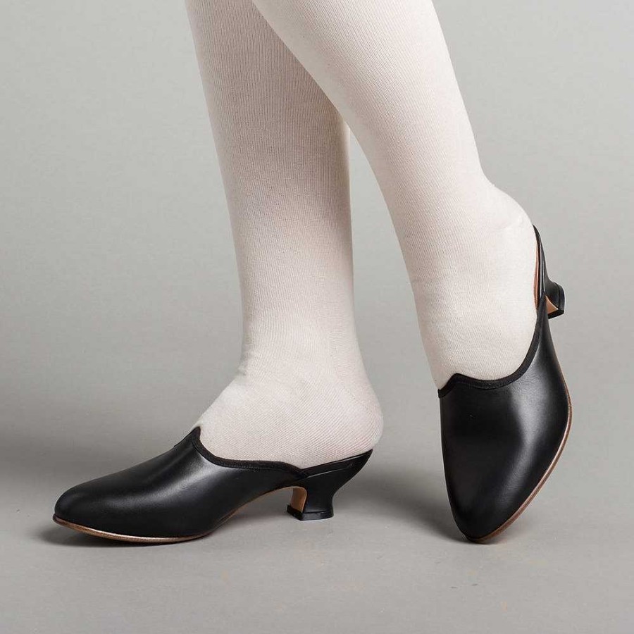 Women American Duchess | Sophie Women'S 18Th Century Leather Mules (Black)