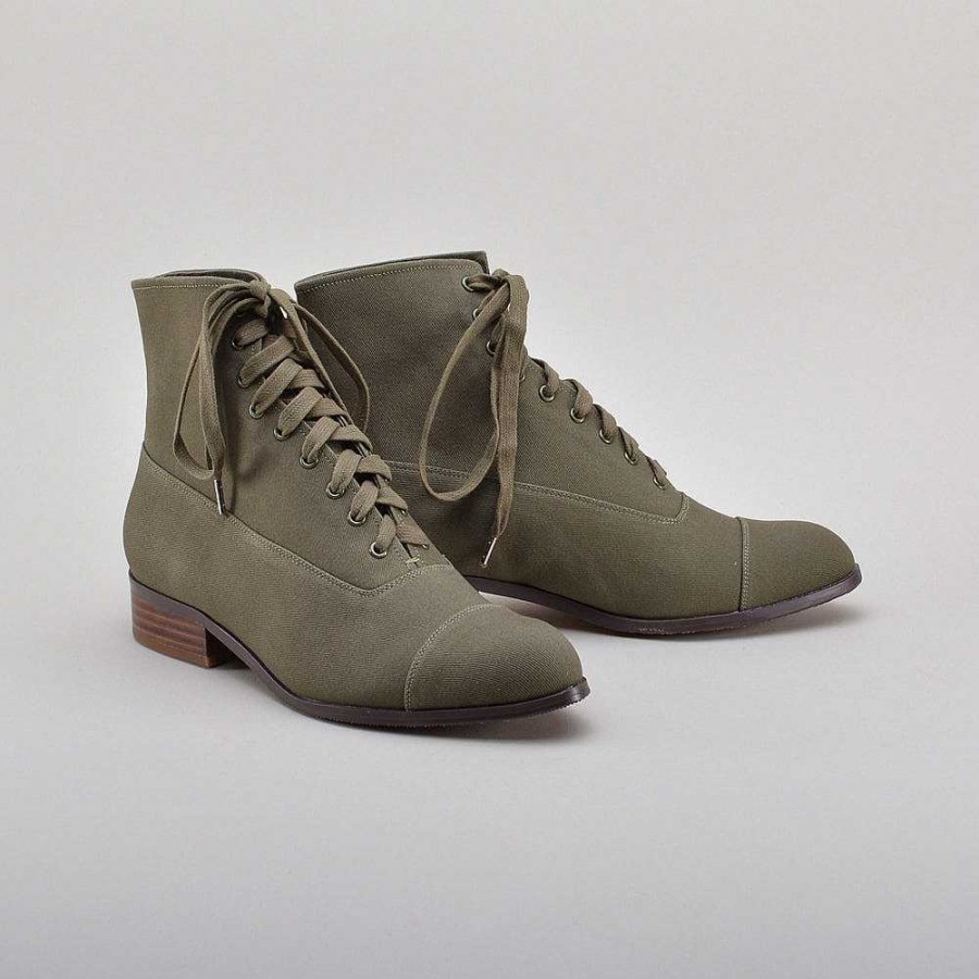 Women American Duchess | Pre-Order Watson Women'S Edwardian Lace-Up Boots (Moss Green)