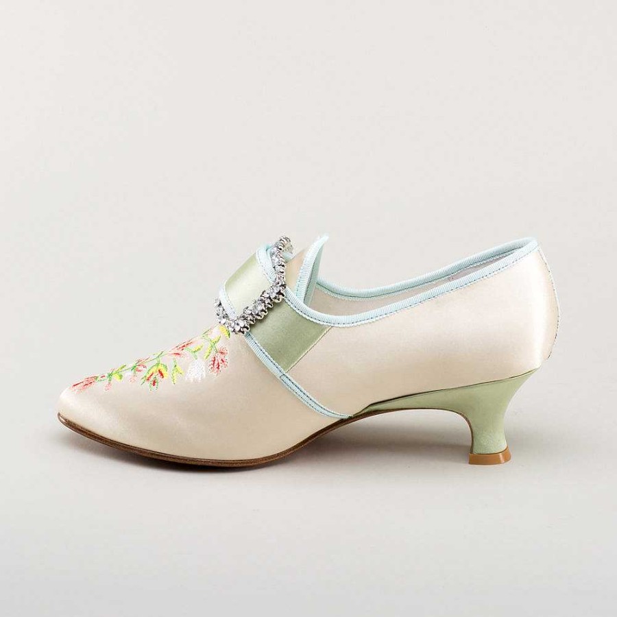 Women American Duchess | Primrose Women'S 18Th Century Shoes (Ivory/Celadon Green)