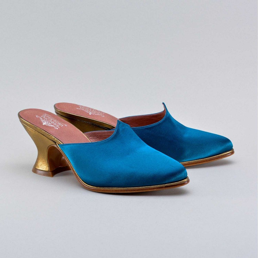 Women American Duchess | Charlotte Women'S 18Th Century Mules (Teal)