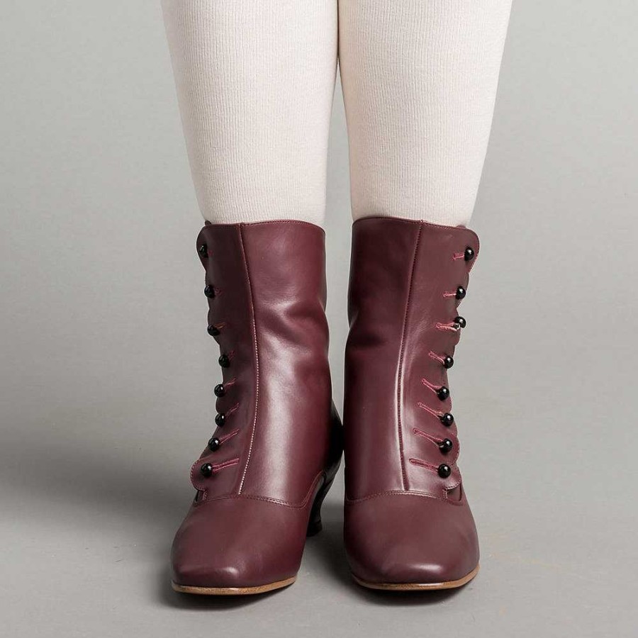 Women American Duchess | Renoir Women'S Victorian Button Boots (Merlot)