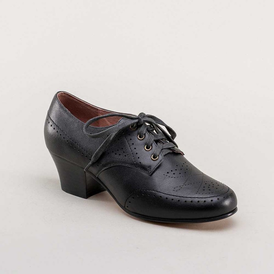 Women American Duchess | Pre-Order Claire Women'S 1940'S Oxfords Wide (Black)