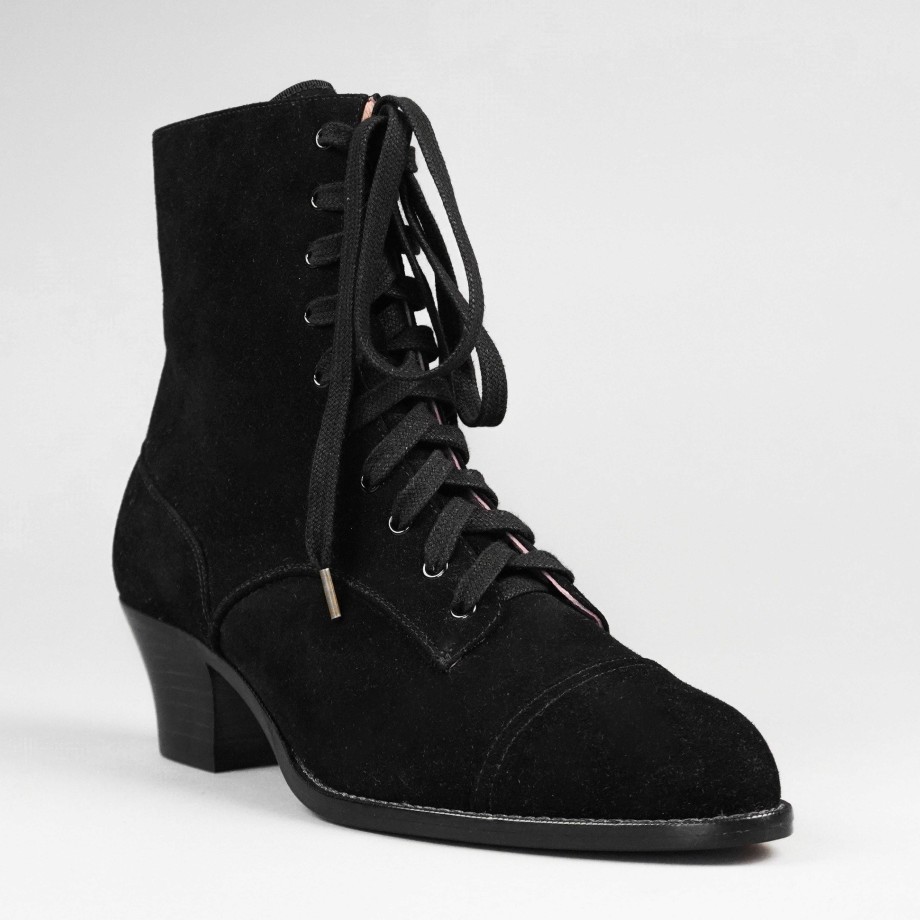 Women American Duchess | Pre-Order Paris Women'S Boots Wide (Black Suede)