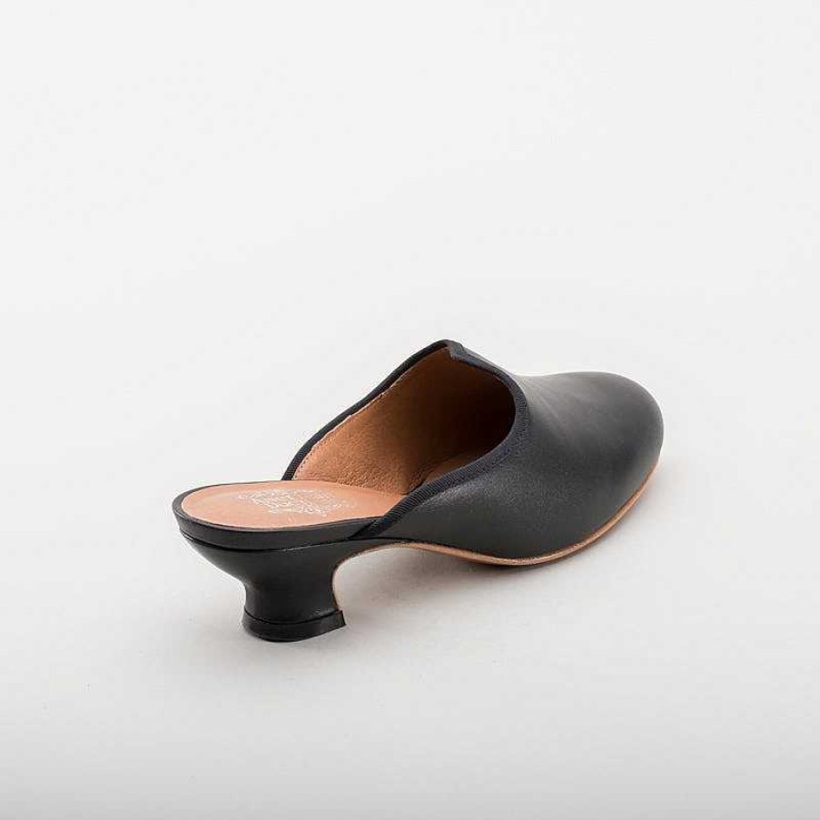 Women American Duchess | Sophie Women'S 18Th Century Leather Mules (Black)