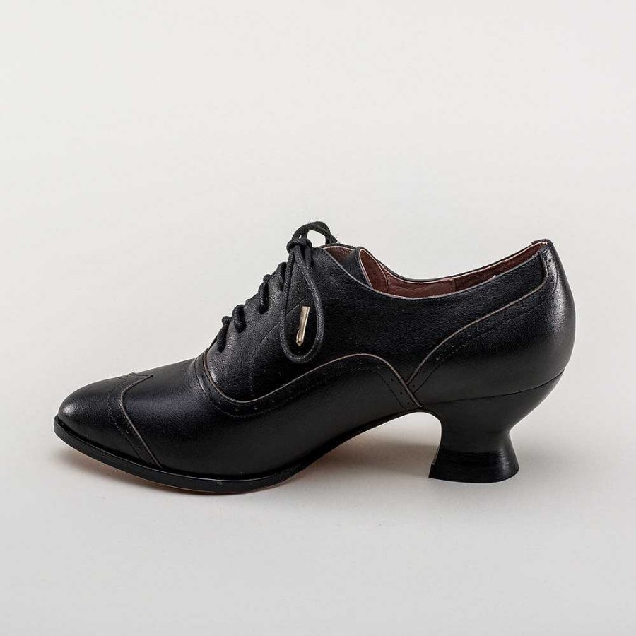 Women American Duchess | Pre-Order Londoner Women'S Edwardian Oxfords Wide (Black)