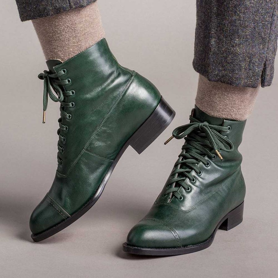 Women American Duchess | Rainey Women'S Vintage Lace-Up Boots (Green)