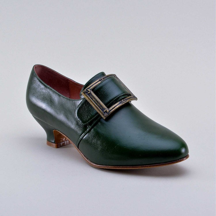 Women American Duchess | Pre-Order Kensington Women'S 18Th Century Shoes Wide (Forest Green)