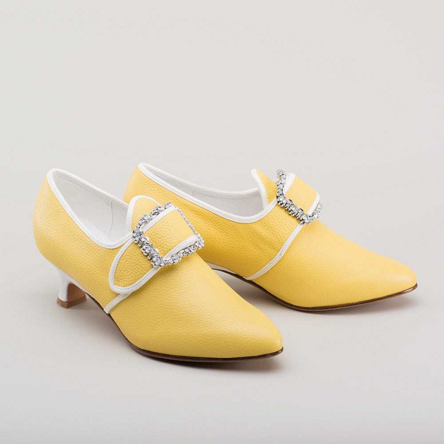 Women American Duchess | Dunmore Women'S 18Th Century Shoes (Yellow/White)