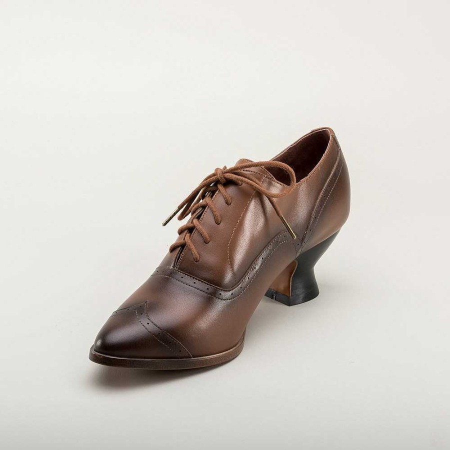 Women American Duchess | Pre-Order Londoner Women'S Edwardian Oxfords Wide (Tan)