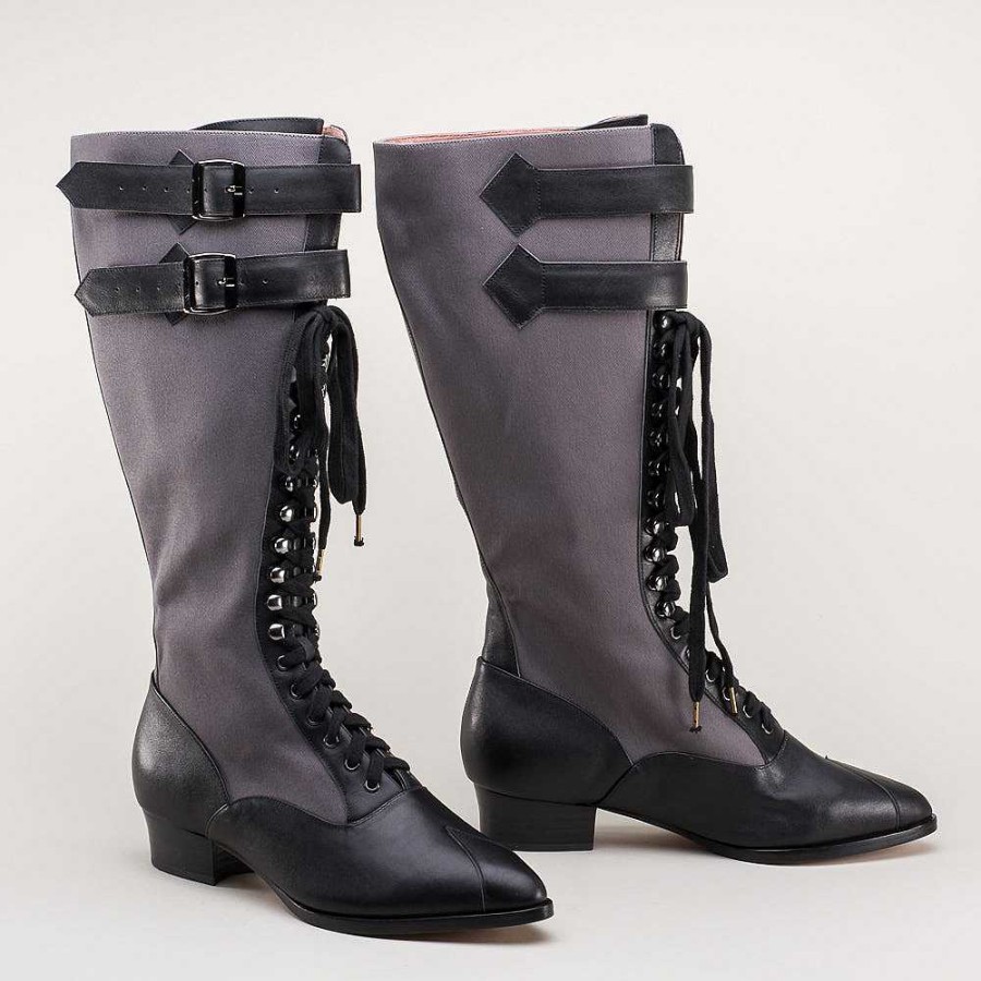 Women American Duchess | Cambridge Women'S Edwardian Bicycle Boots (Grey/Black)