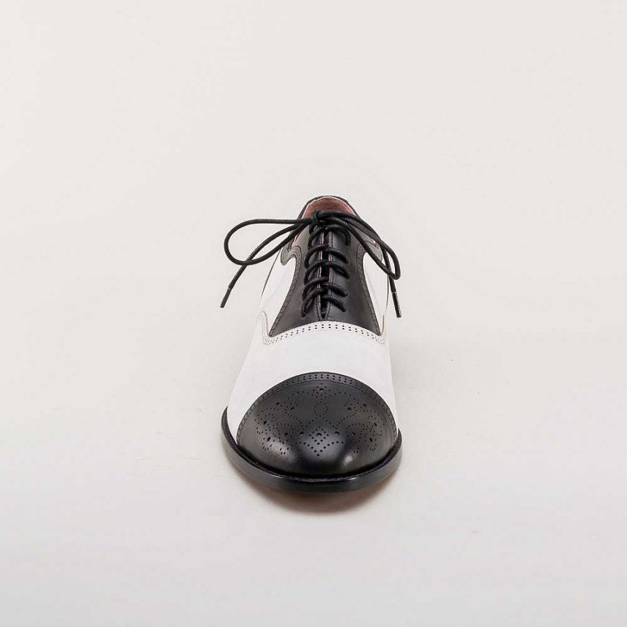 Men American Duchess | Dandy Men'S Vintage Cap Toe Oxfords (Black/White)