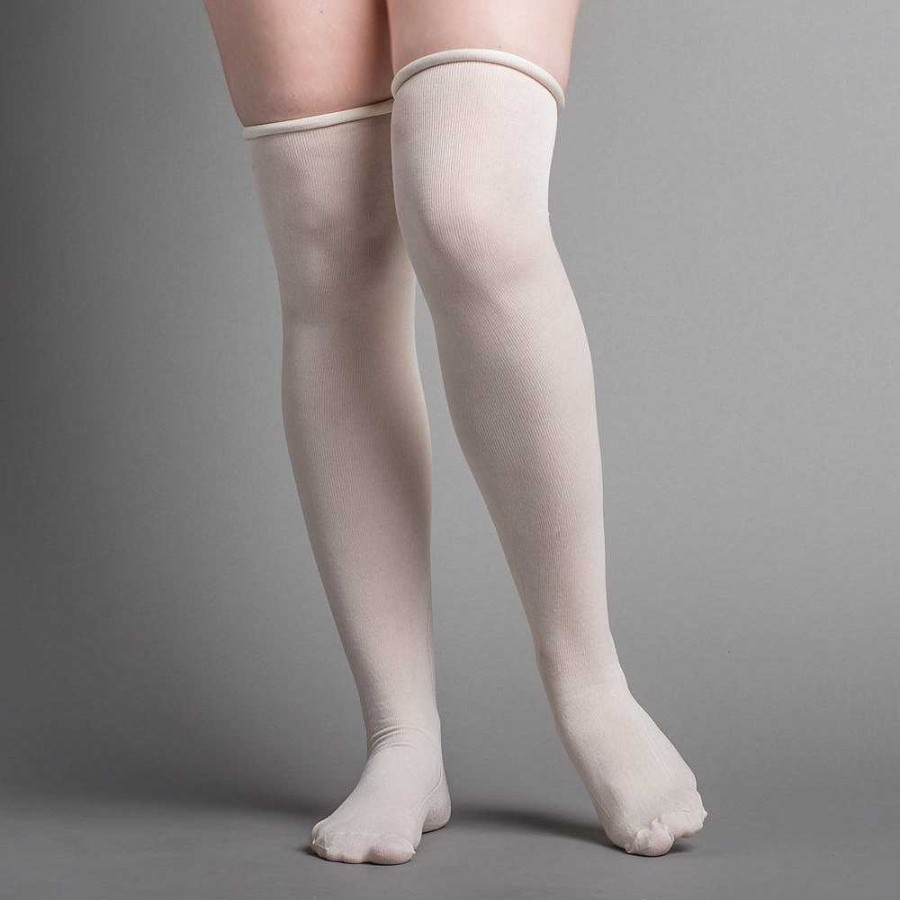 Accessories & More American Duchess | Silk Stockings (Ivory, Clocked)