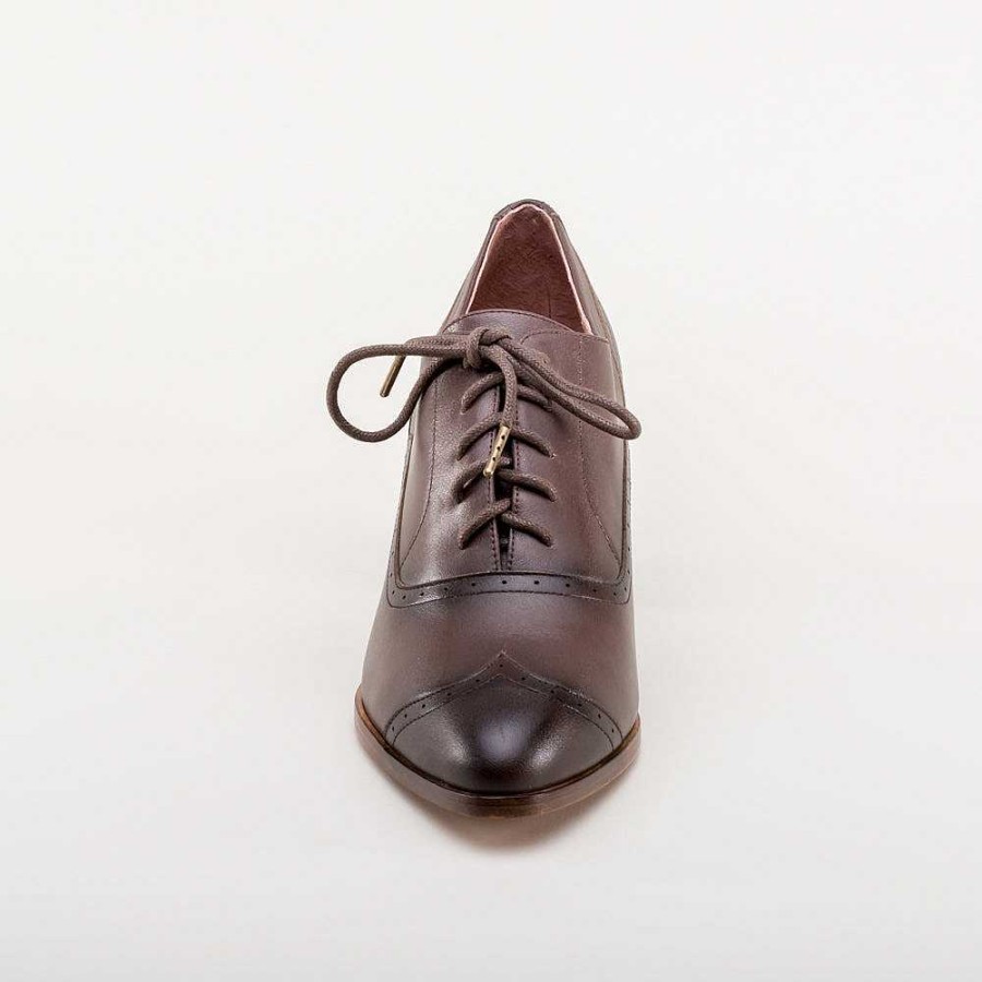 Women American Duchess | Pre-Order Londoner Women'S Edwardian Oxfords Wide (Brown)