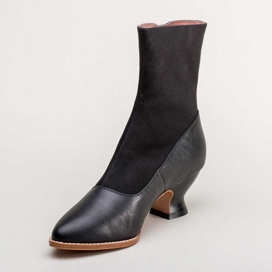 Women American Duchess | Manhattan Women'S Victorian Cloth-Top Button Boots (Black)