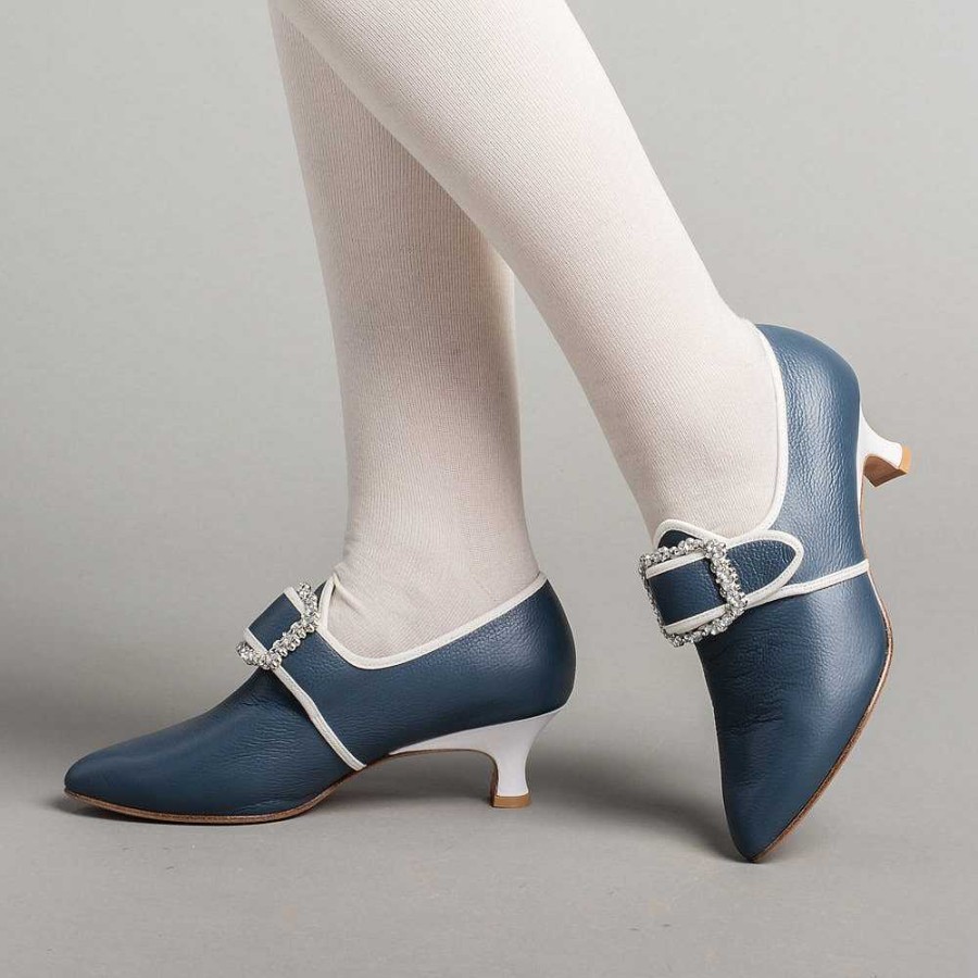 Women American Duchess | Dunmore Women'S 18Th Century Shoes (Blue/White)