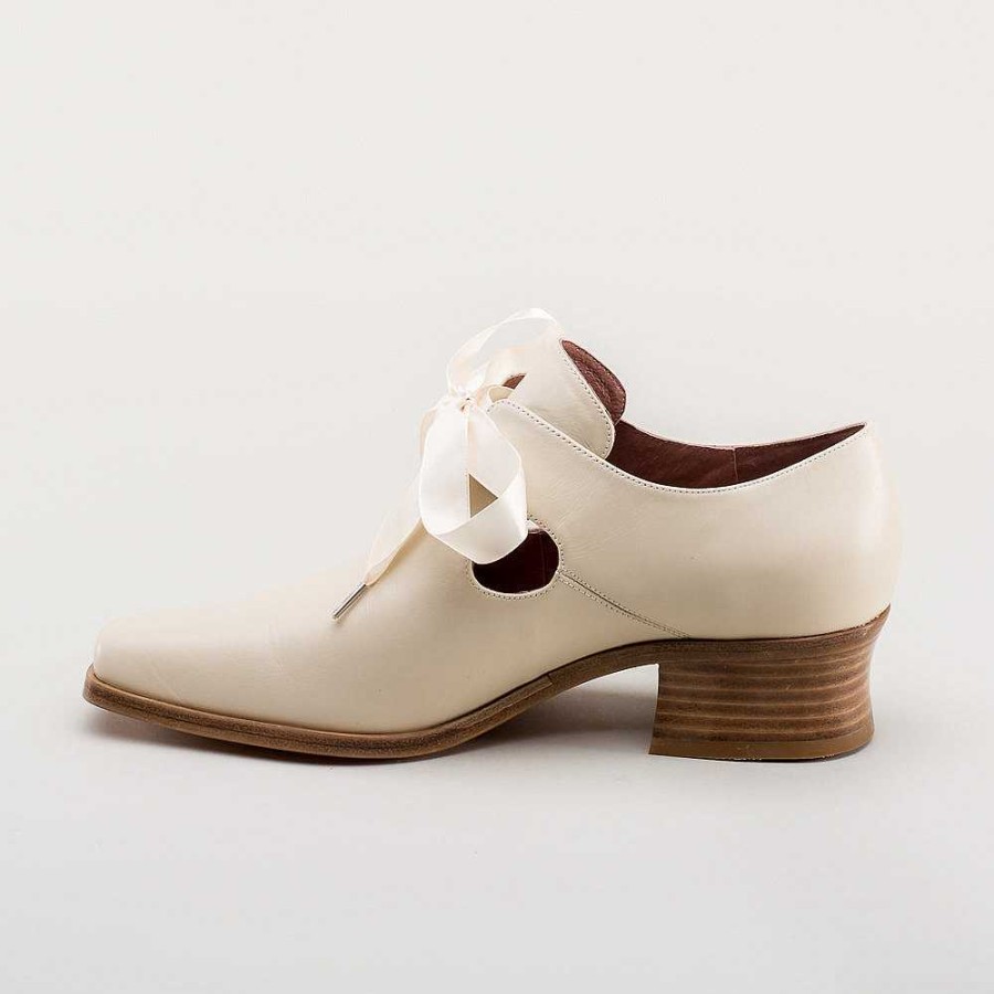 Women American Duchess | Nell Women'S 17Th Century Leather Shoes (Ivory)