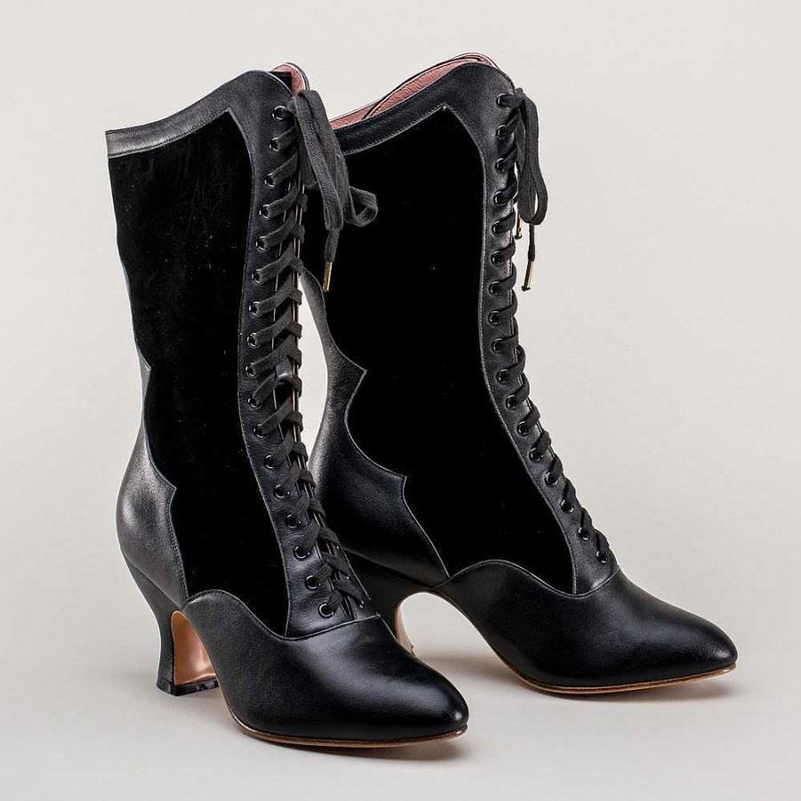 Women American Duchess | Camille Women'S Edwardian Boots (Black/Black)