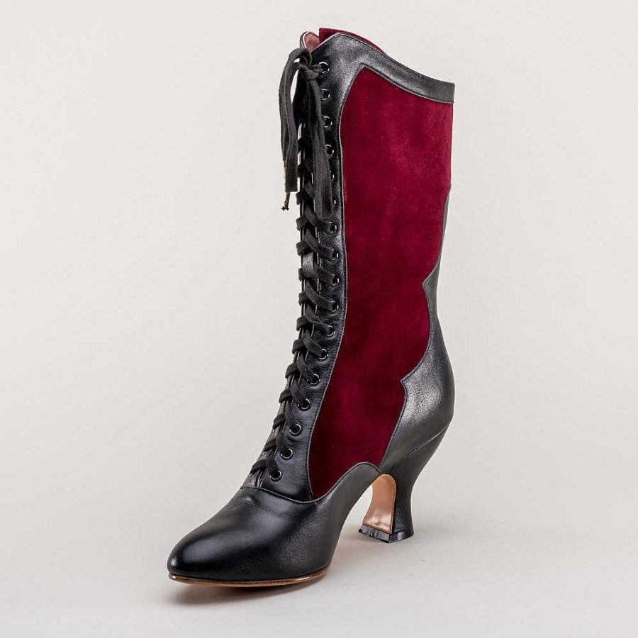 Women American Duchess | Camille Women'S Edwardian Boots (Burgundy/Black)