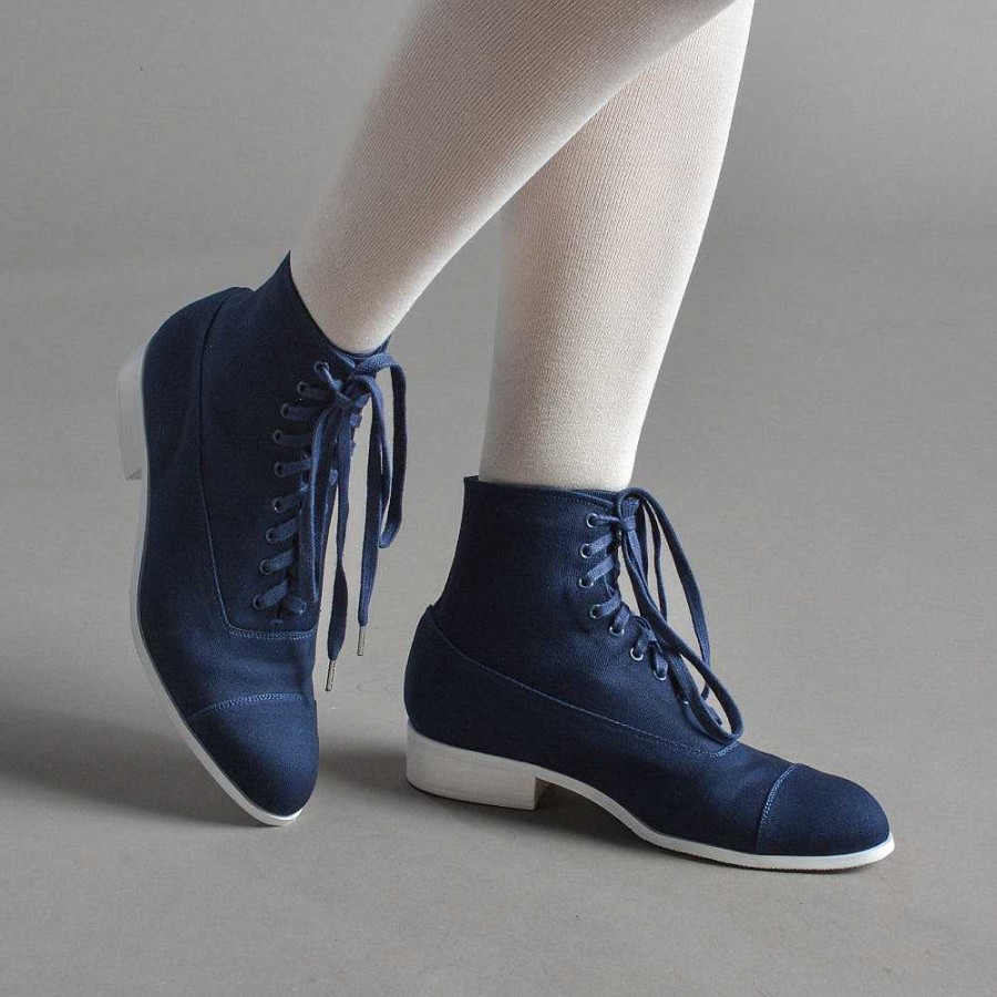 Women American Duchess | Pre-Order Watson Women'S Edwardian Lace-Up Boots (Navy)