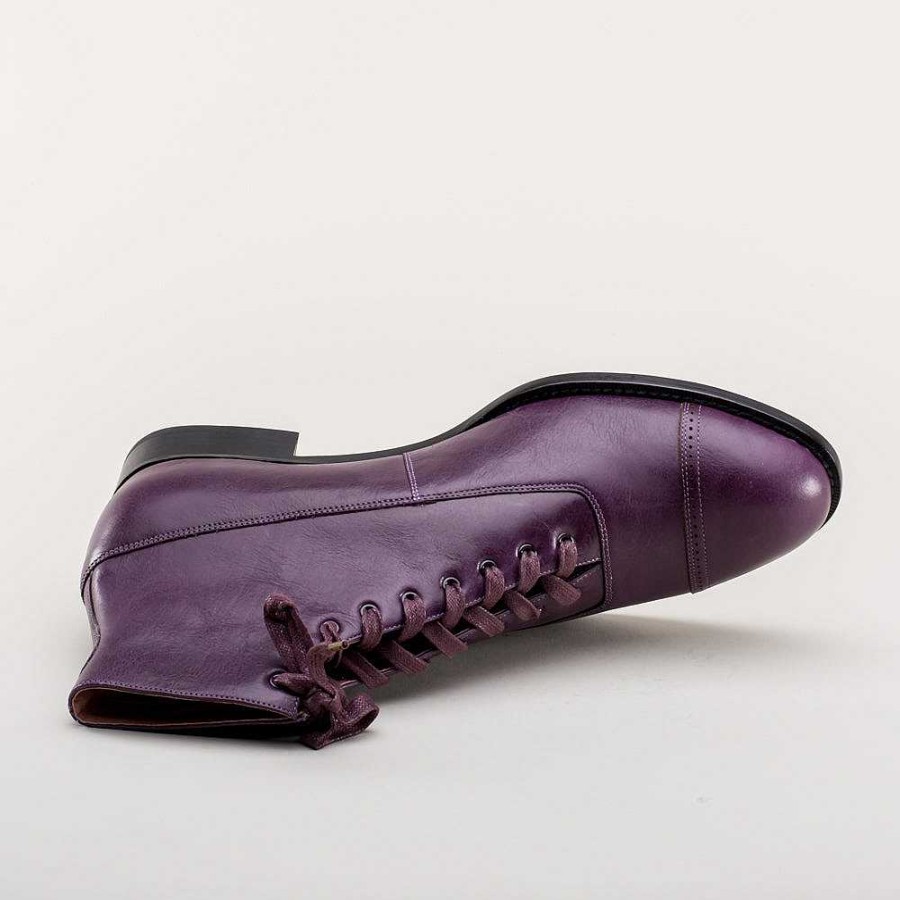 Men American Duchess | Noble Men'S Vintage Lace-Up Boots (Purple)