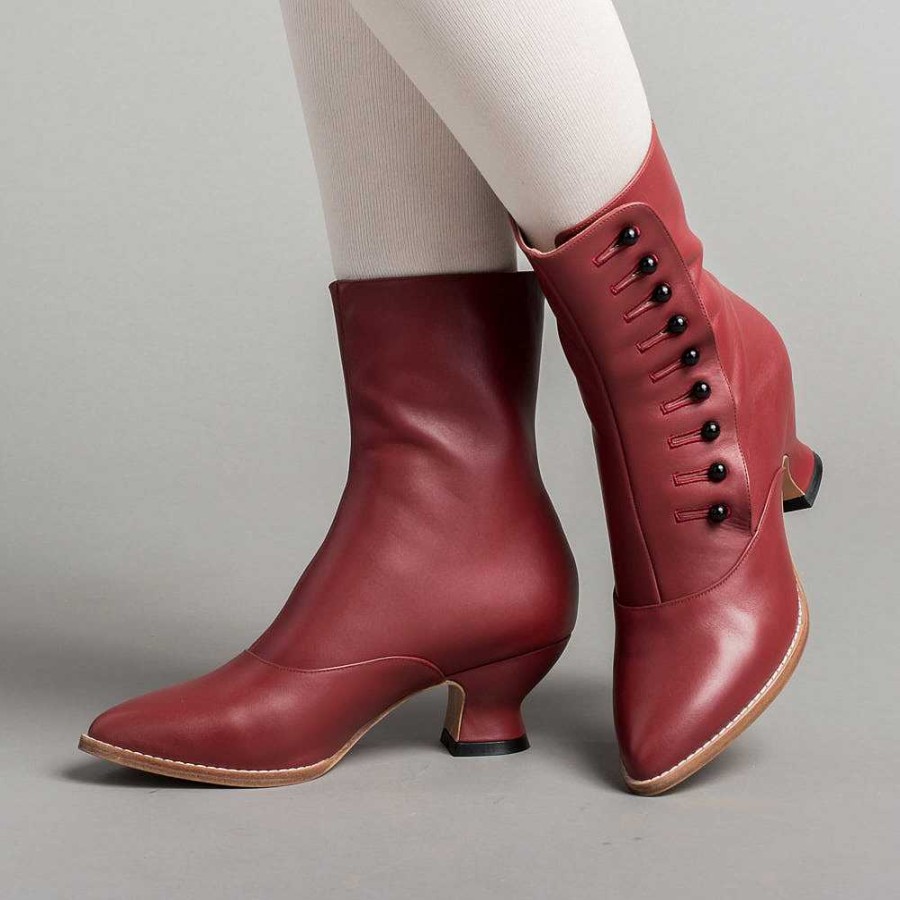 Women American Duchess | Tavistock Women'S Victorian Button Boots (Oxblood)